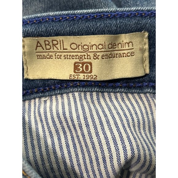 ABRIL Original Denim Womens Jeans Distressed Skinny Button Fly Blue Size 30 - Picture 3 of 5